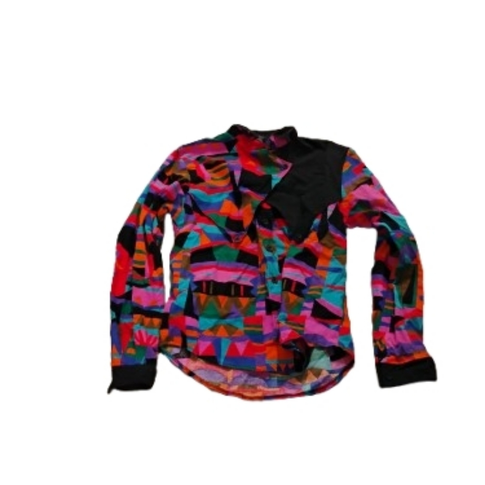 Vintage 1980s 1990s Roughrider Western Abstract Print Buttoned Shirt Top Sz S